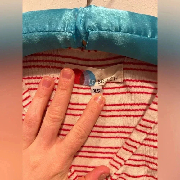 FREE PEOPLE FP BEACH LULU STRIPED HENLEY MIDI RIBBED V NECK DRESS / Size XS / - Picture 4 of 7